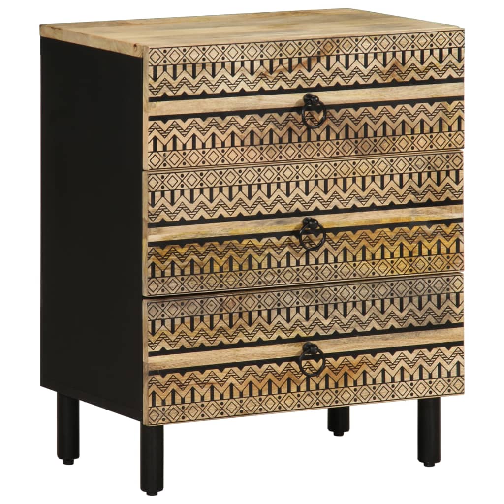 Mesa cabeceira 50x33x62cm madeira mangueira áspera maciça preto