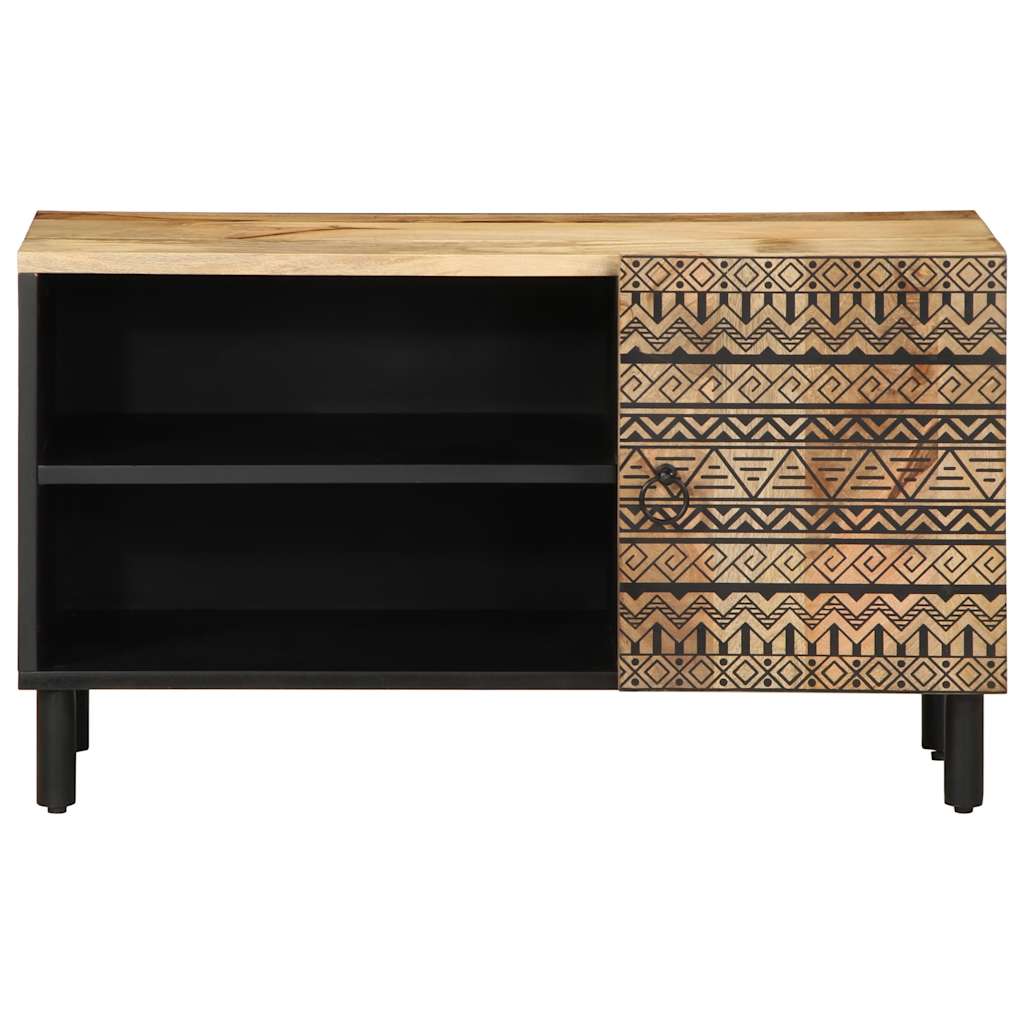 Móvel de TV 80x33,5x46 cm madeira mangueira áspera maciça preto