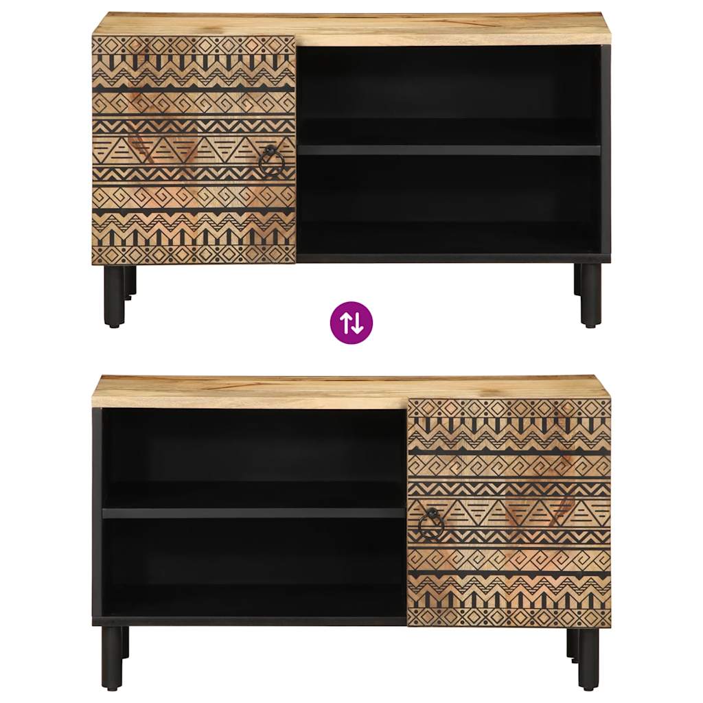 Móvel de TV 80x33,5x46 cm madeira mangueira áspera maciça preto