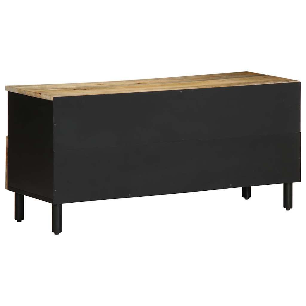 Móvel de TV 100x33,5x46cm madeira mangueira áspera maciça preto