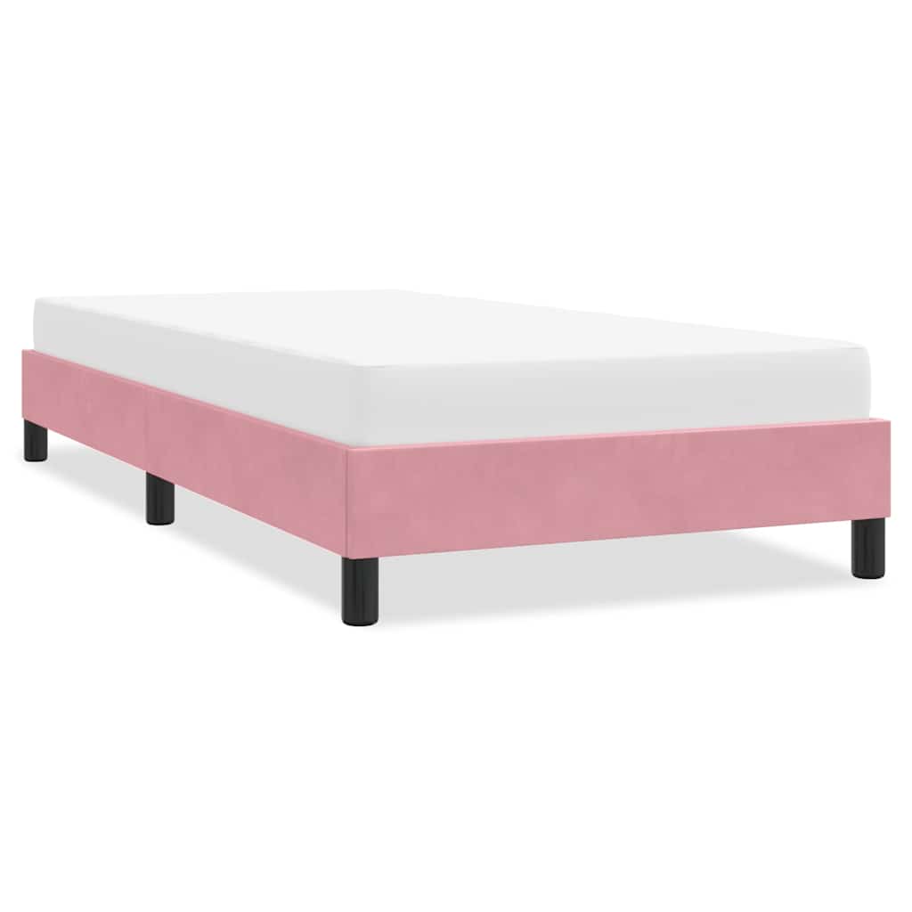 Estrutura de cama com colchão 90x210 cm veludo rosa