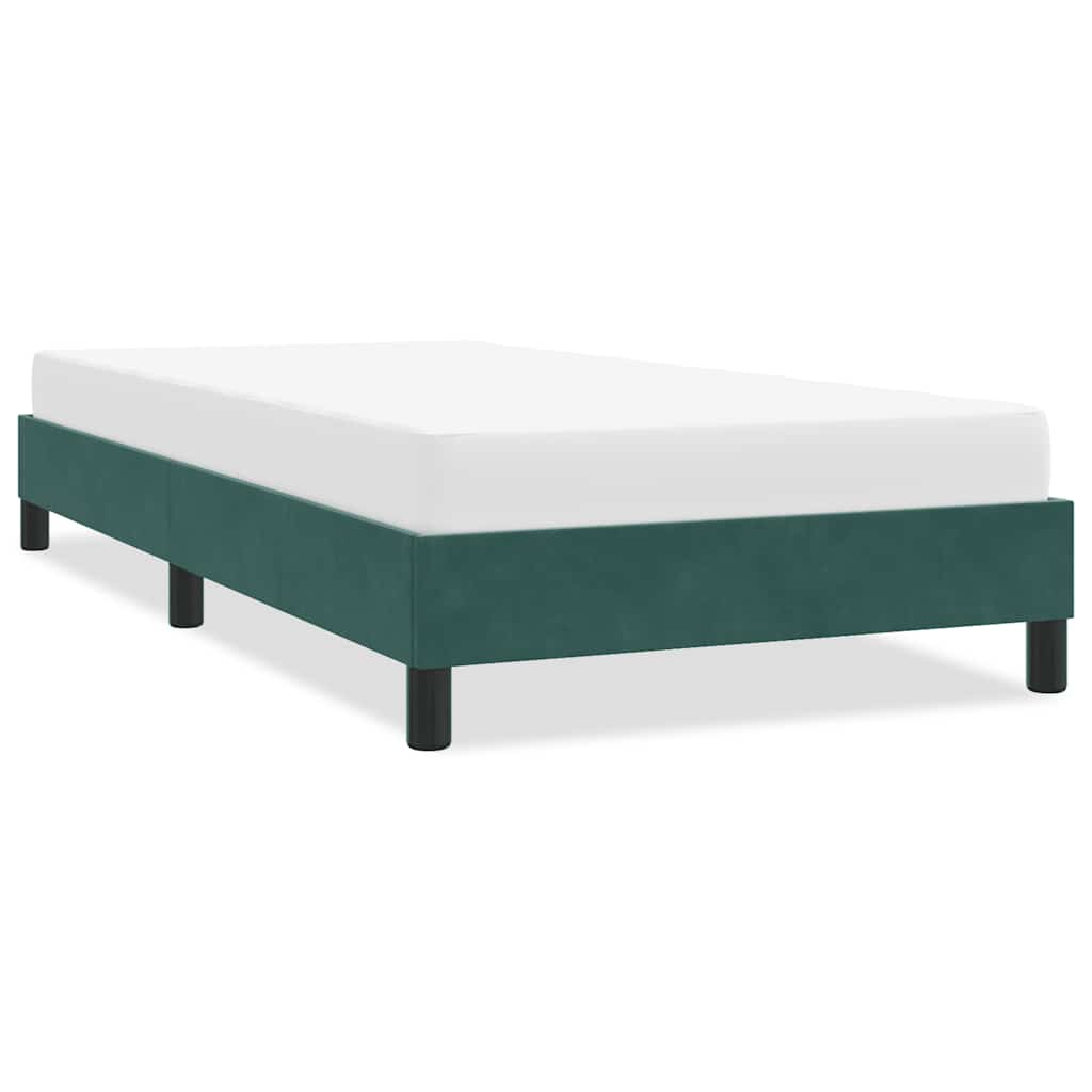 Estrutura de cama sem colchão 80x220cm veludo verde-escuro