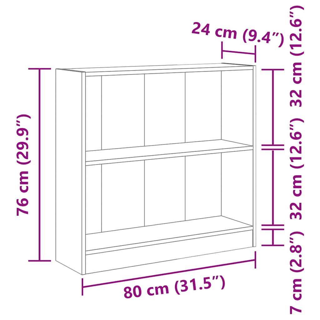 Estante 80x24x76 cm derivados de madeira carvalho fumado