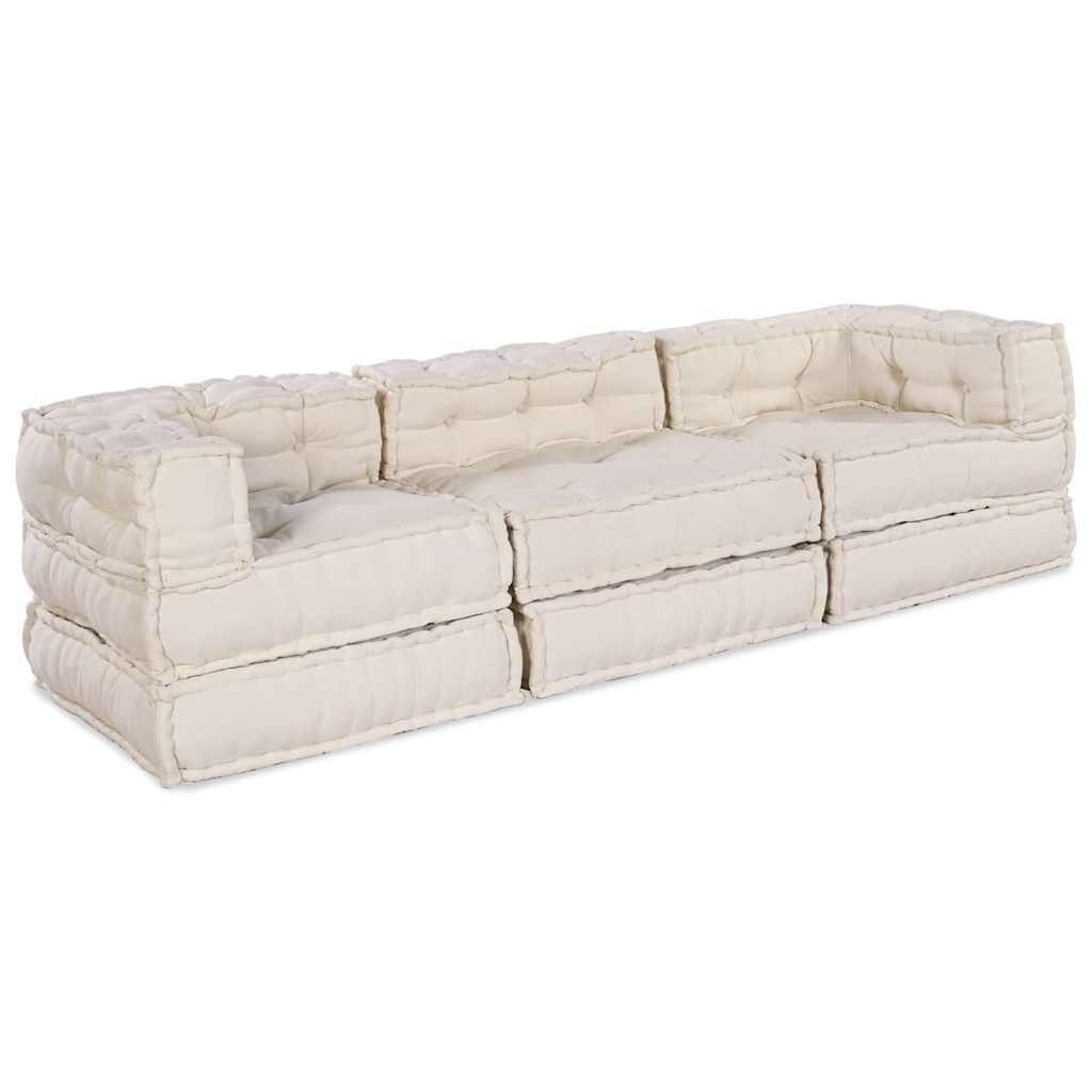 Sofá Modular Manual 3 pcs Creme 70 x 70 x 56 cm tecido