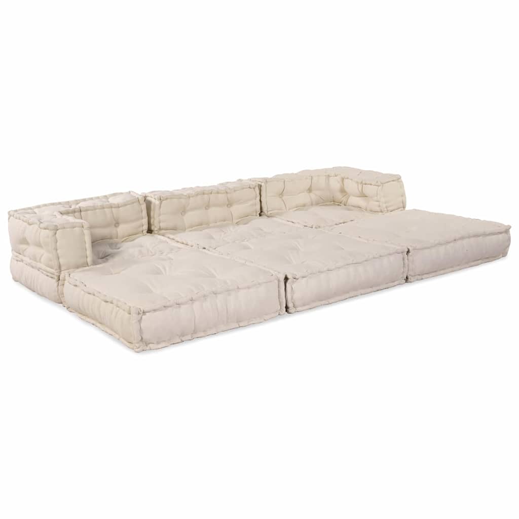 Sofá Modular Manual 3 pcs Creme 70 x 70 x 56 cm tecido