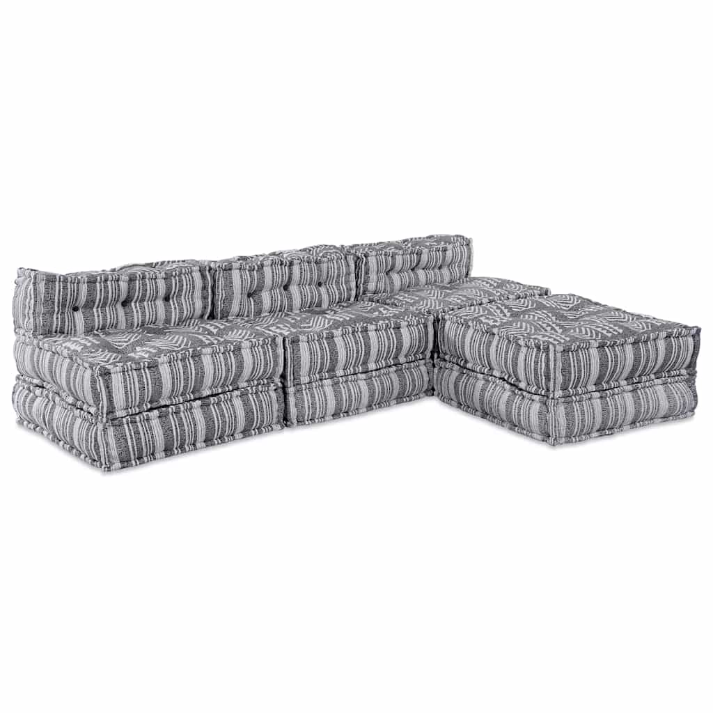 Sofá Modular Riscas 4 pcs Cinzento-claro 70 x 70 x 56 cm tecido
