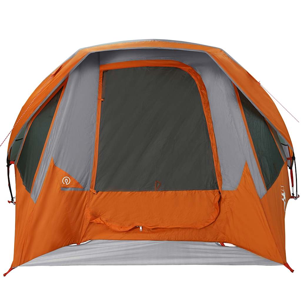 Tenda de campismo cabana p/ 4 pessoas impermeável cinza/laranja