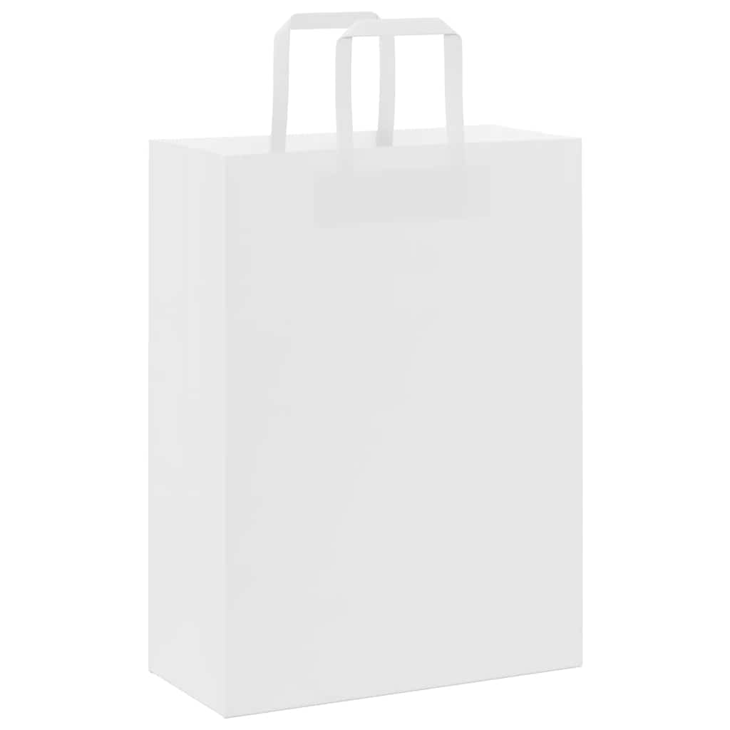Sacos de papel 250 unid com alças branco 26x12x35 cm
