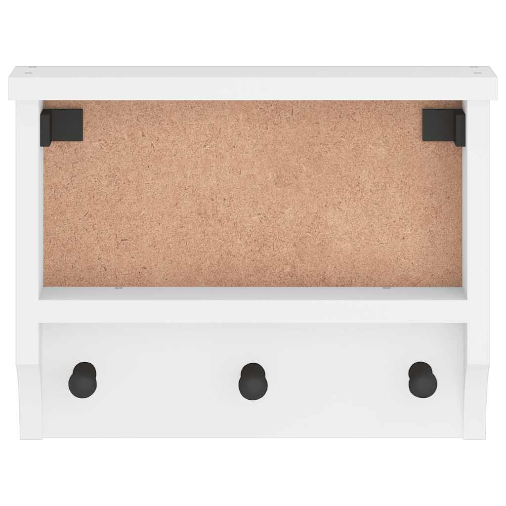 Cabide de parede Branco 45x12x35 cm Pinho de madeira maciça