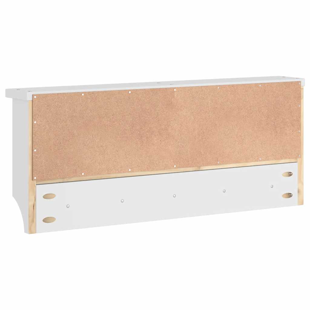 Cabide de parede Branco 87x12x35 cm Pinho de madeira maciça
