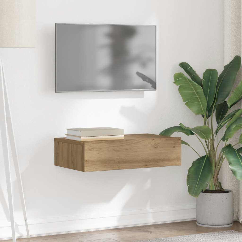 Móvel de TV com luzes LED 60x35x15,5 cm carvalho artisiano