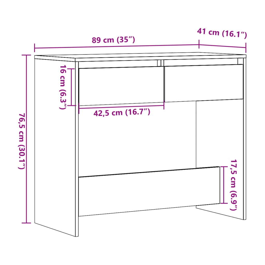 Mesa consola 89x41x76,5 cm derivados de madeira madeira velha