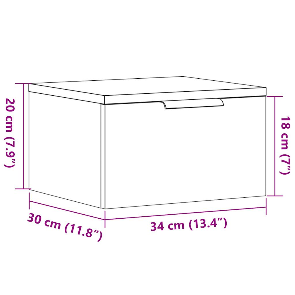 Mesas de cabeceira de parede 2 pcs 34x30x20cm cor madeira velha