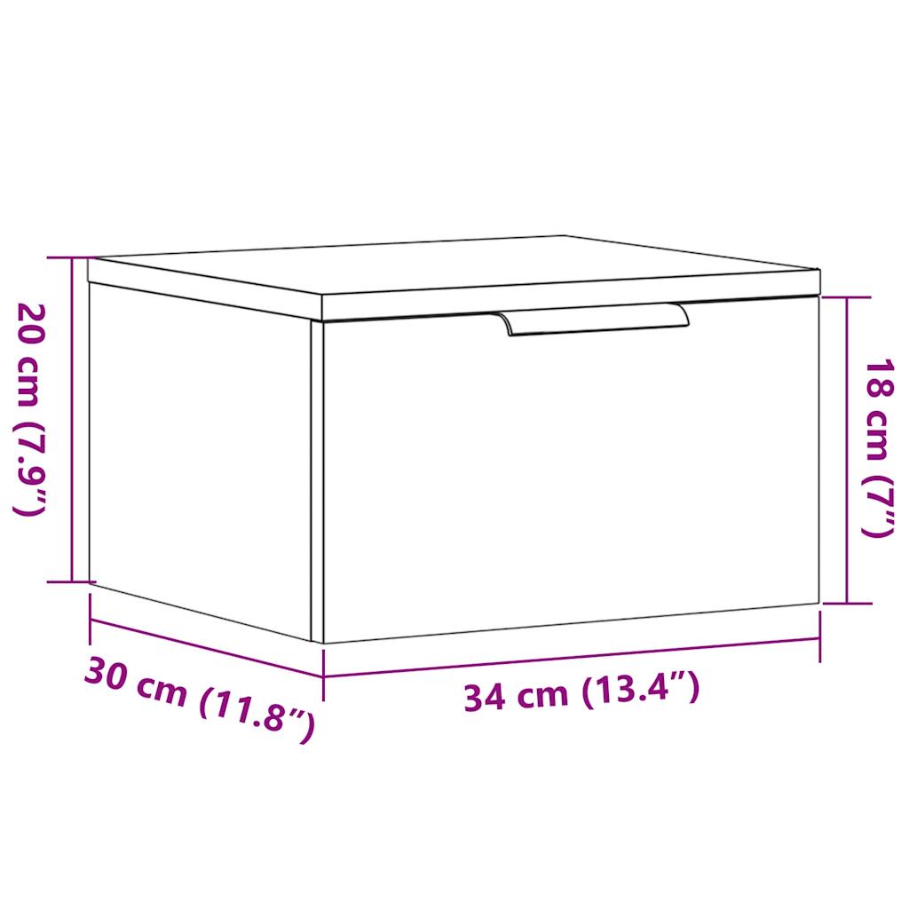 Mesa de cabeceira de parede 34x30x20 cm cor carvalho artisiano