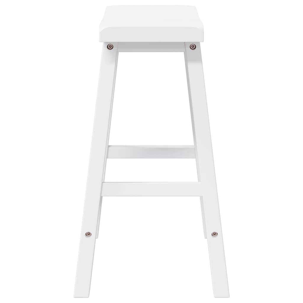 Bancos de bar 2 pcs madeira de seringueira maciça branco