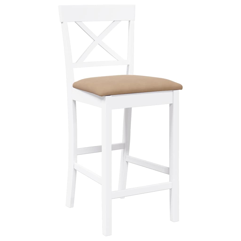 Bancos de bar com almofadões 2pcs madeira de seringueira maciça