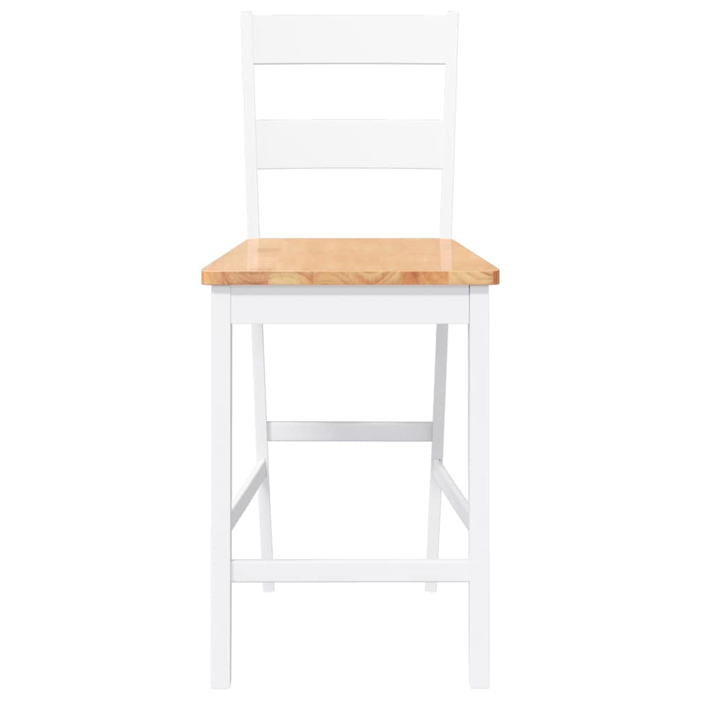 Bancos de bar 2 pcs madeira de seringueira maciça branco