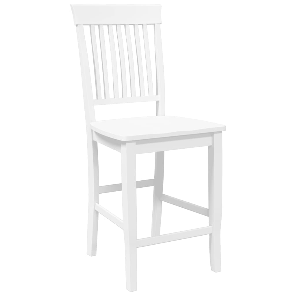 Bancos de bar 2 pcs madeira de seringueira maciça branco