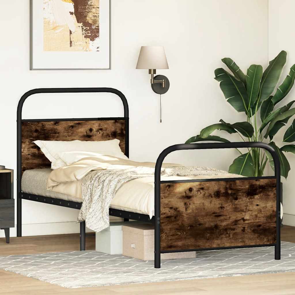 Estrutura cama s/ colchão derivados de madeira carvalho fumado