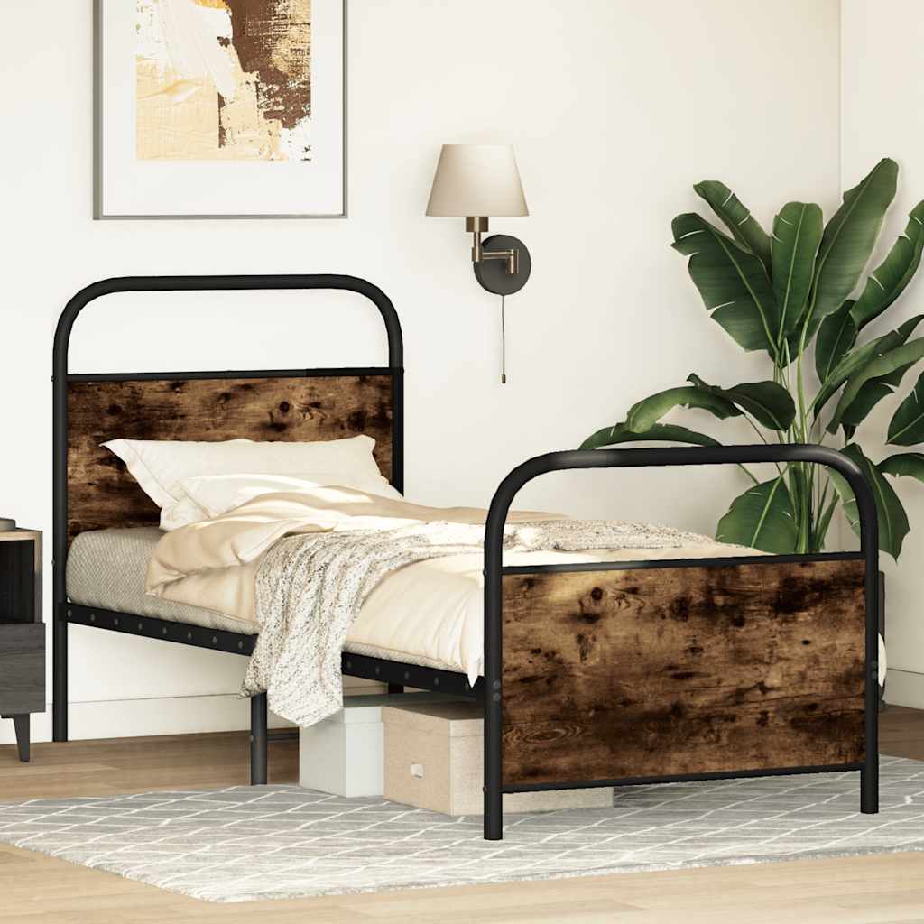 Estrutura cama s/ colchão derivados de madeira carvalho fumado