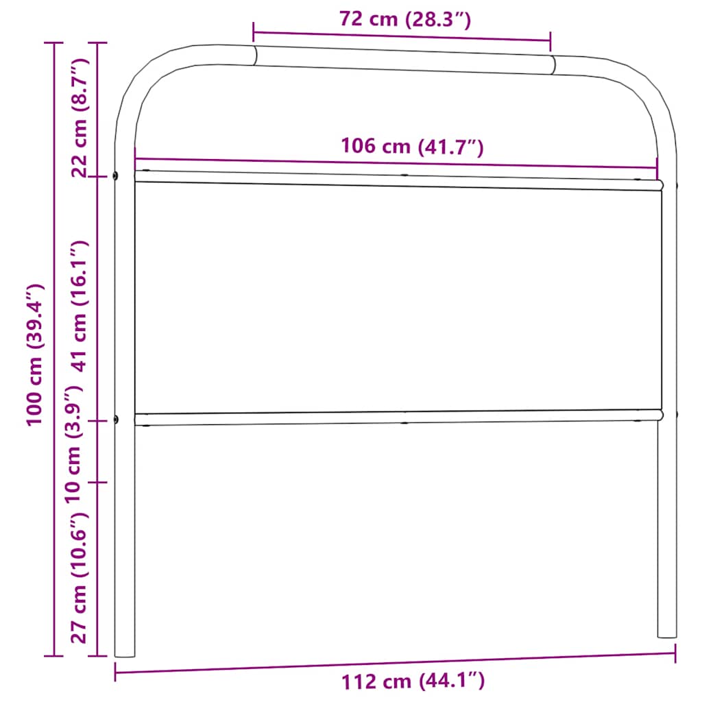 Cabeceira de cama 107 cm derivados madeira/aço carvalho sonoma