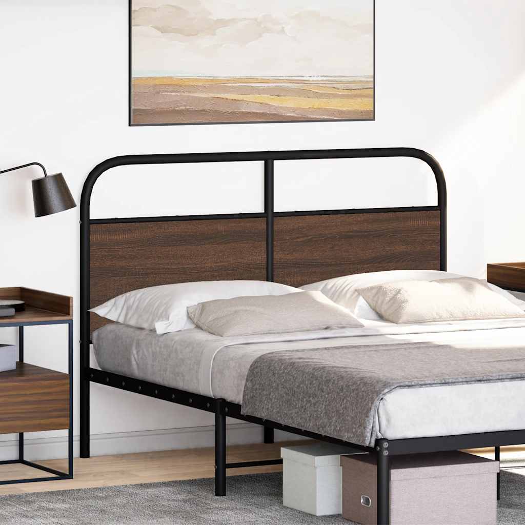 Cabeceira de cama 140cm derivados madeira/aço carvalho castanho