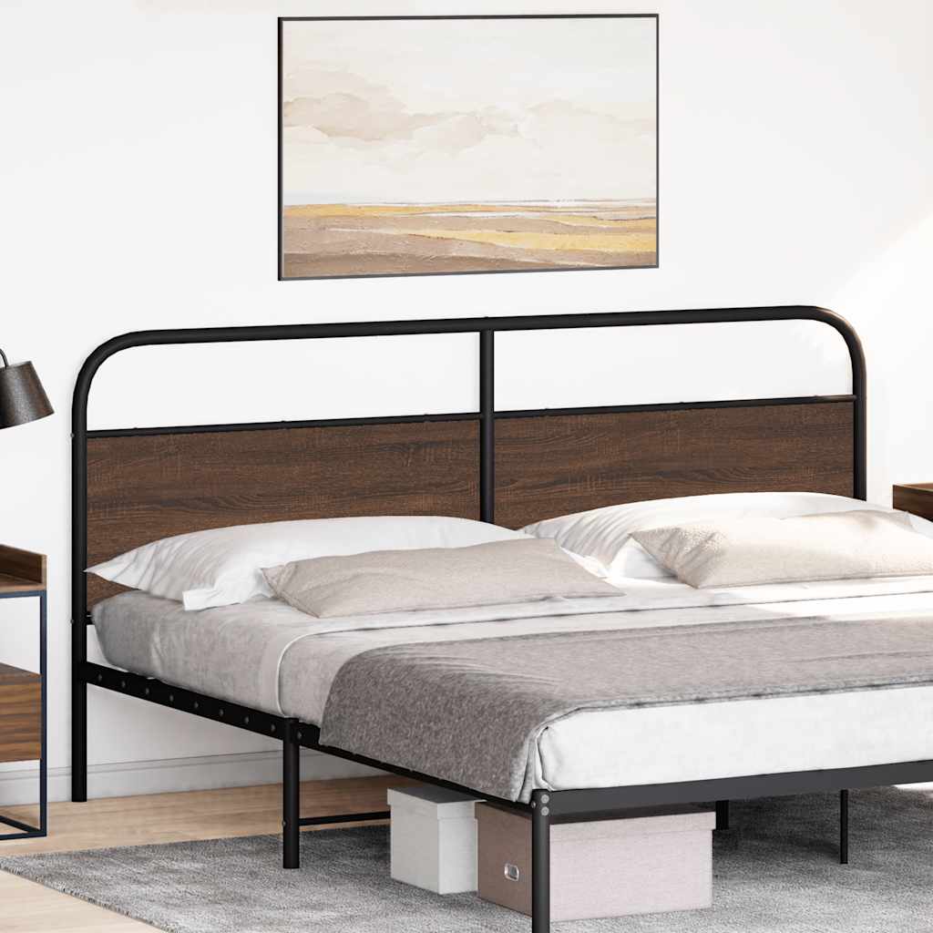 Cabeceira de cama 200cm derivados madeira/aço carvalho castanho