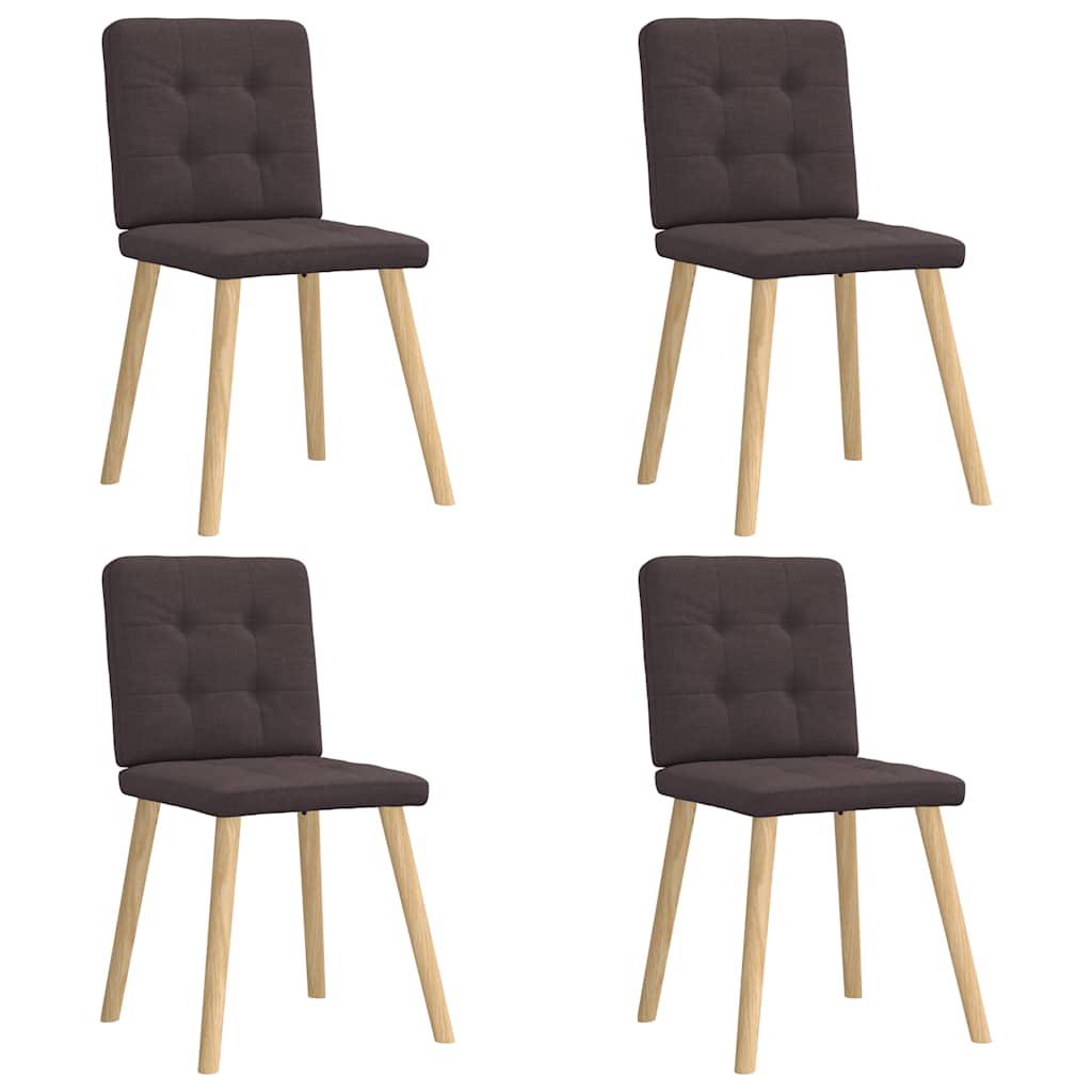Cadeiras de jantar 4 pcs tecido castanho-escuro