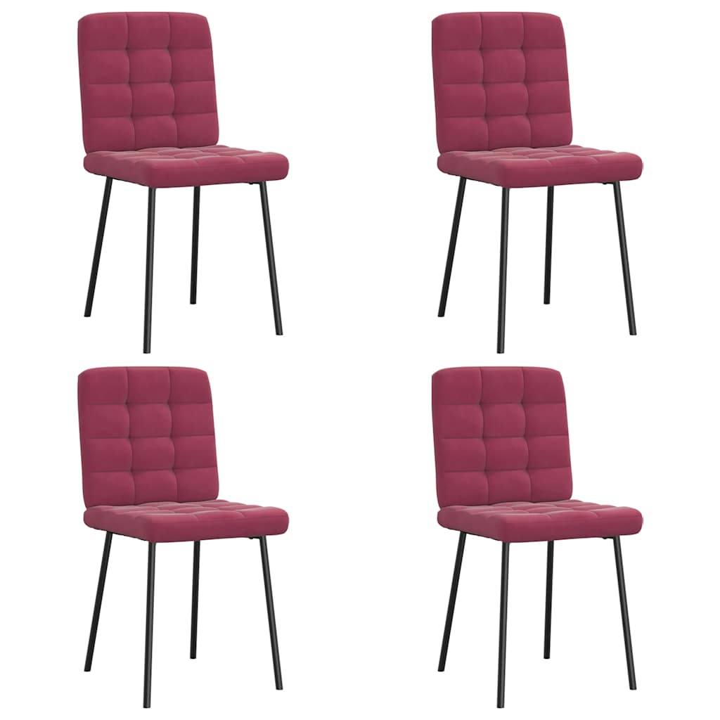 Cadeiras de jantar 4 pcs veludo vermelho tinto