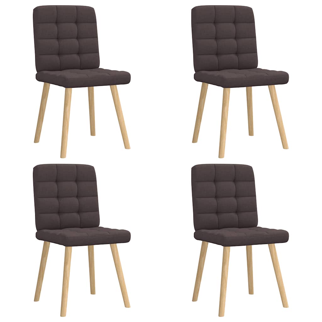 Cadeiras de jantar 4 pcs tecido castanho-escuro