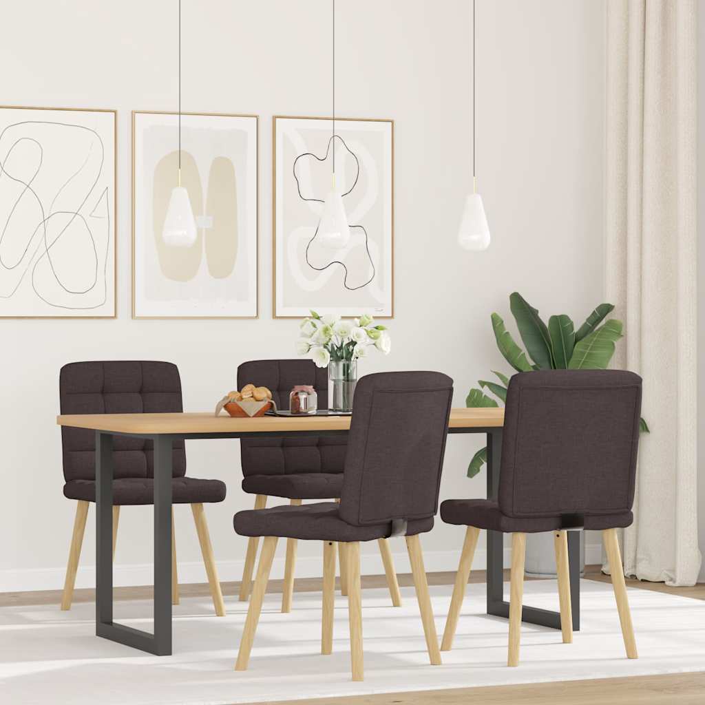 Cadeiras de jantar 4 pcs tecido castanho-escuro