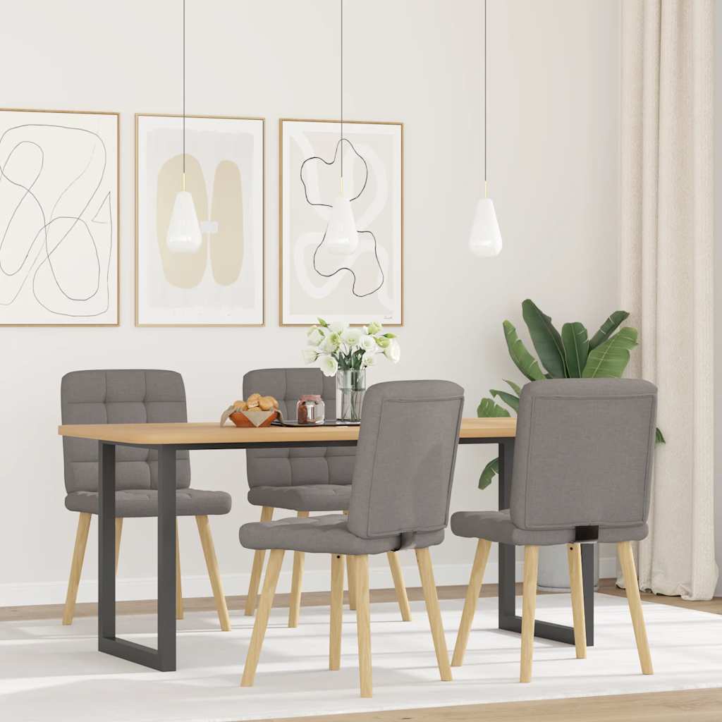 Cadeiras de jantar 4 pcs tecido cinzento-acastanhado