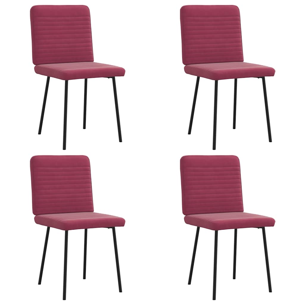 Cadeiras de jantar 4 pcs veludo vermelho tinto