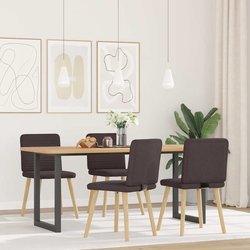 Cadeiras de jantar 4 pcs tecido castanho-escuro
