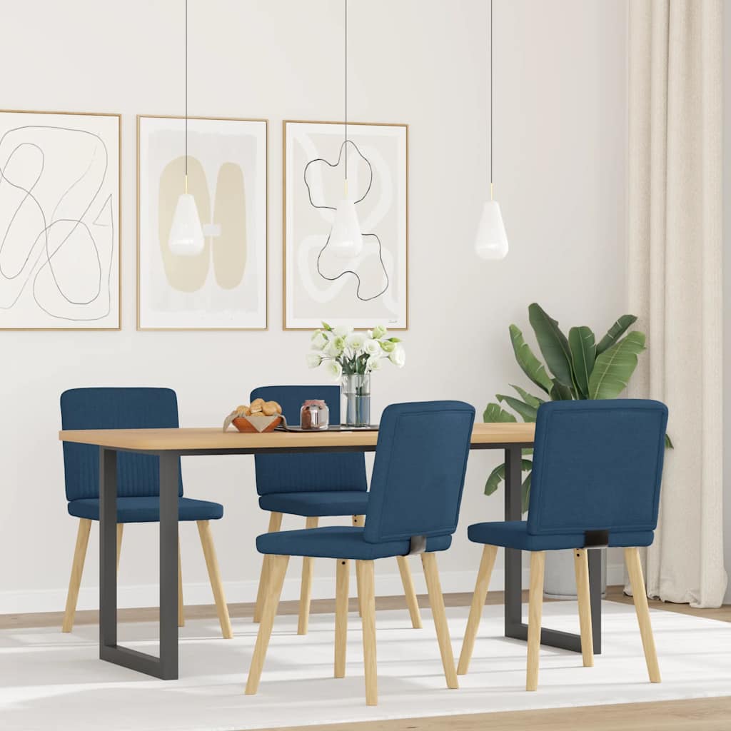 Cadeiras de jantar 4 pcs tecido azul