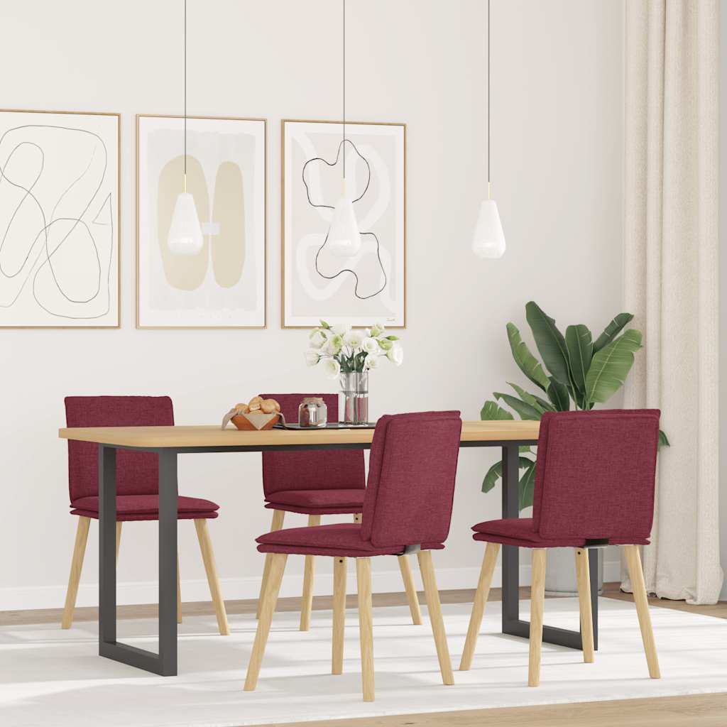 Cadeiras de jantar 4 pcs tecido vermelho tinto