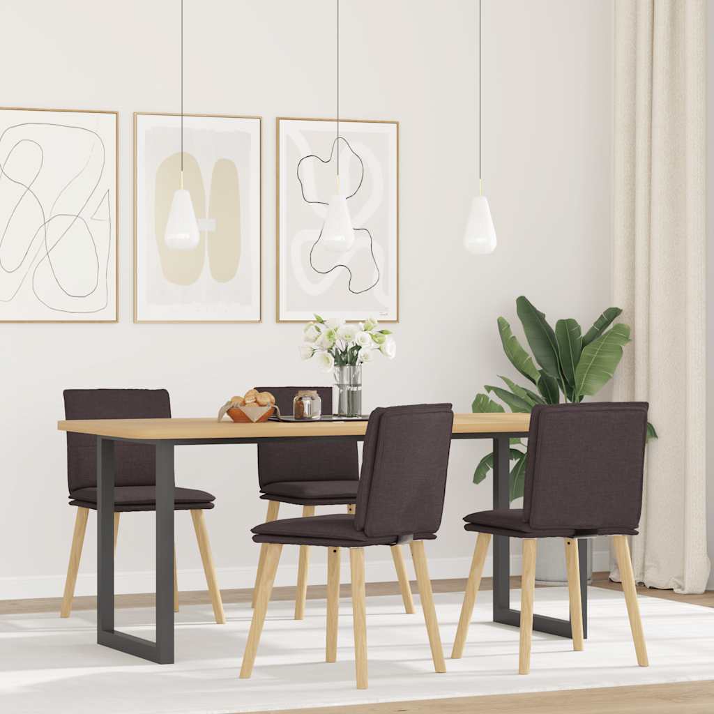 Cadeiras de jantar 4 pcs tecido castanho-escuro