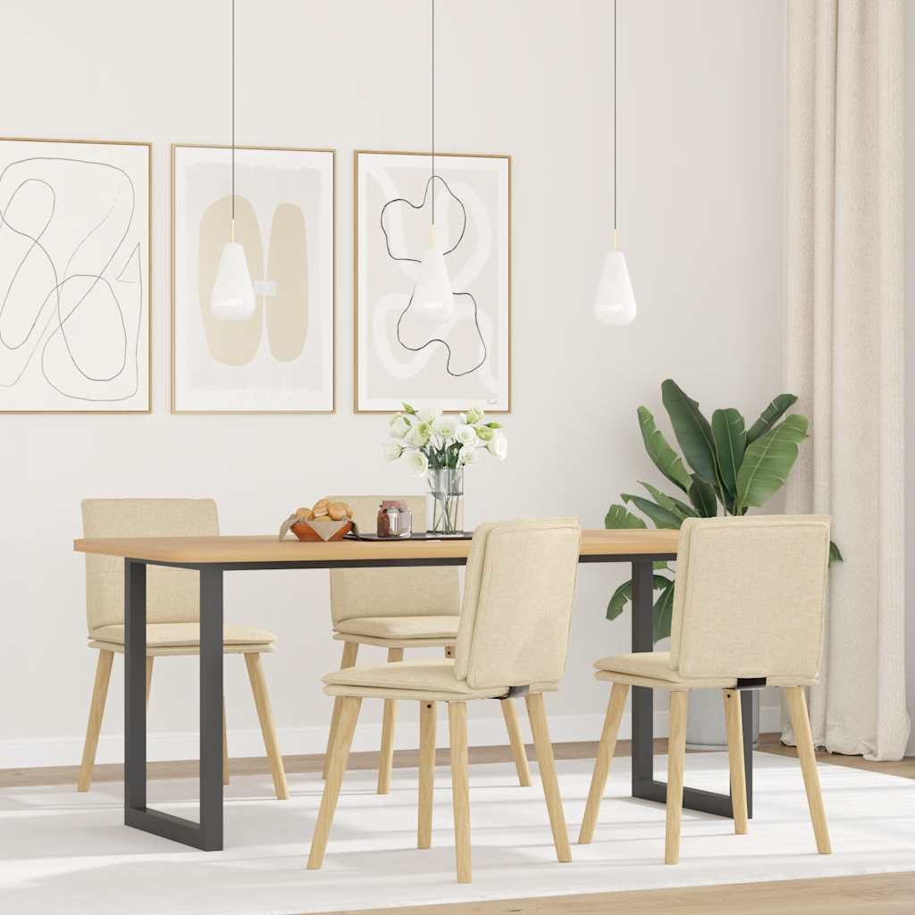 Cadeiras de jantar 4 pcs tecido cor creme