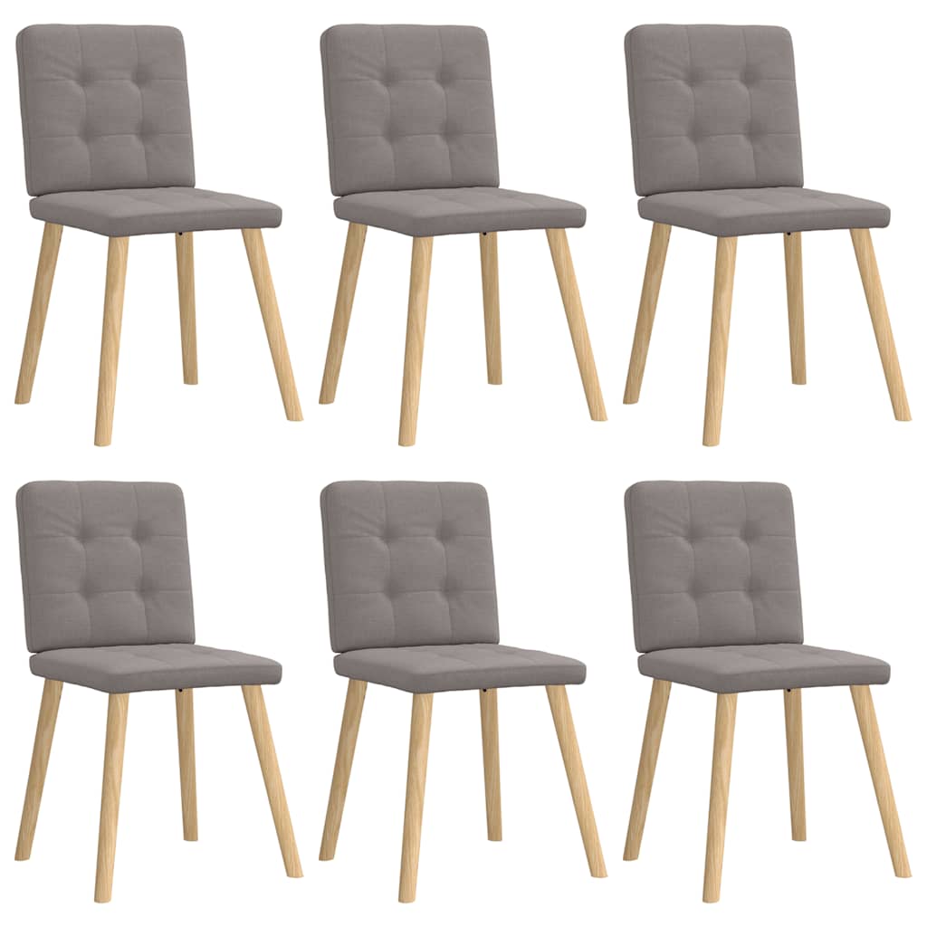Cadeiras de jantar 6 pcs tecido cinzento-acastanhado
