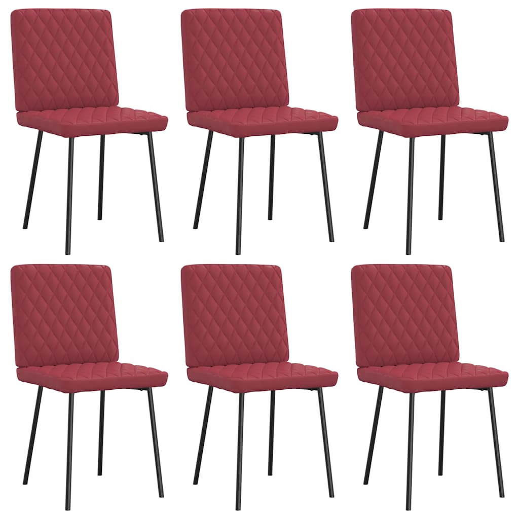 Cadeiras de jantar 6 pcs couro artificial vermelho-tinto