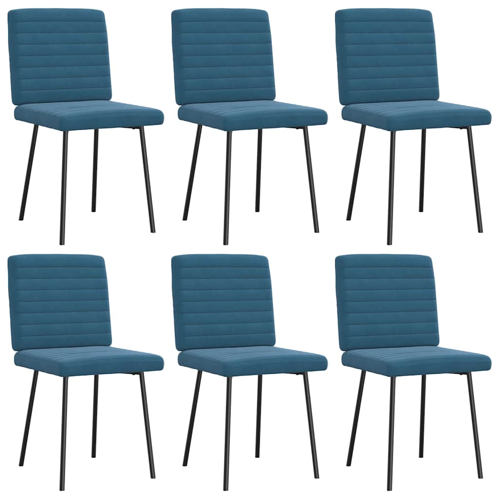 Cadeiras de jantar 6 pcs veludo azul