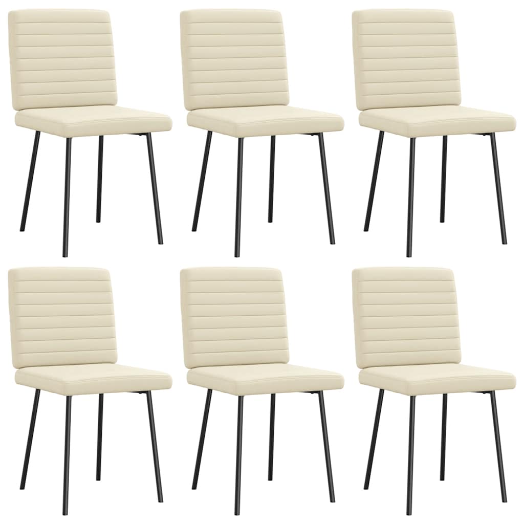 Cadeiras de jantar 6 pcs couro artificial cor creme