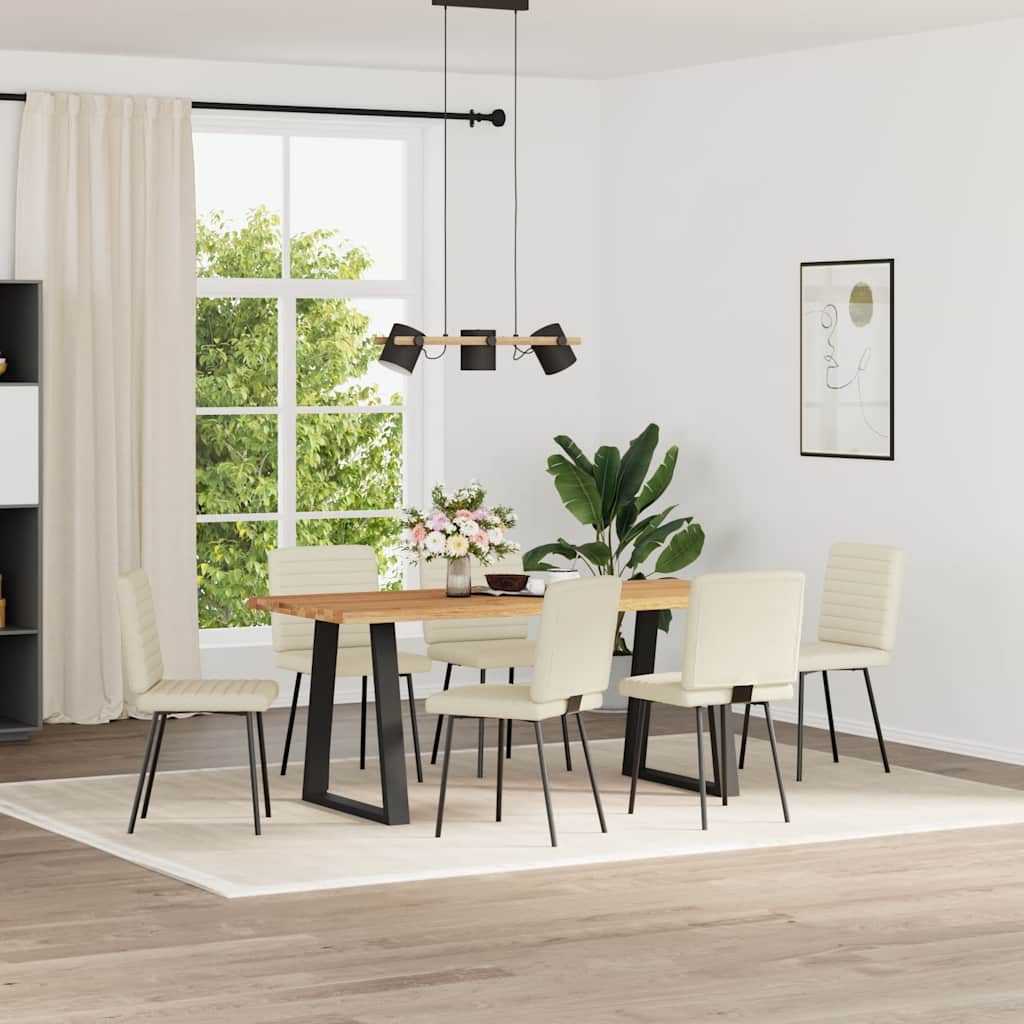 Cadeiras de jantar 6 pcs couro artificial cor creme