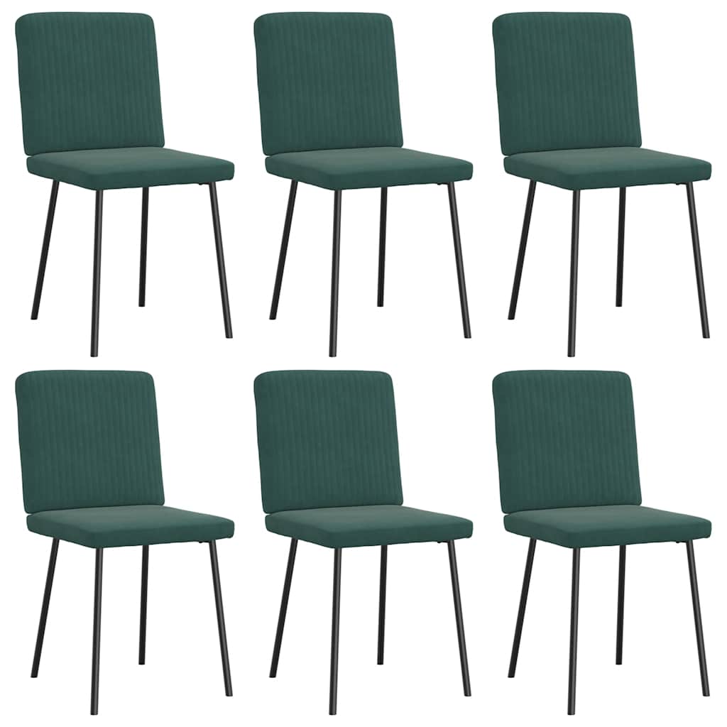 Cadeiras de jantar 6 pcs veludo verde-escuro