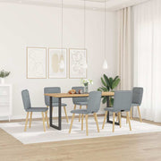 Cadeiras de jantar 6 pcs tecido cinzento-claro
