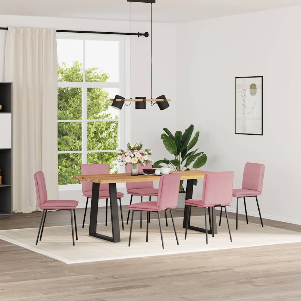Cadeiras de jantar 6 pcs veludo rosa