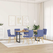Cadeiras de jantar 6 pcs Jeans Tecido Azul