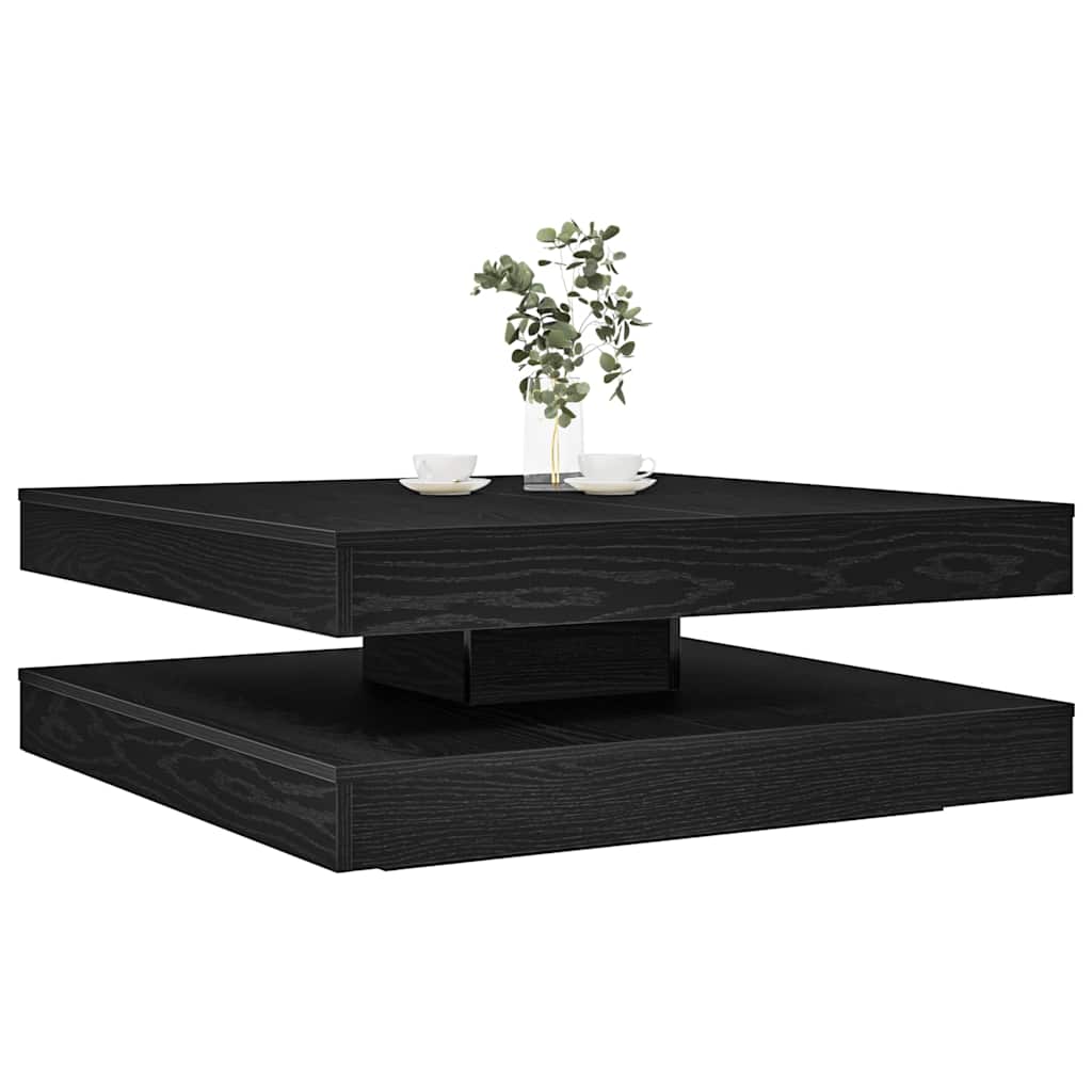 Mesa de centro giratória 360 graus carvalho preto 90x90x34,5 cm