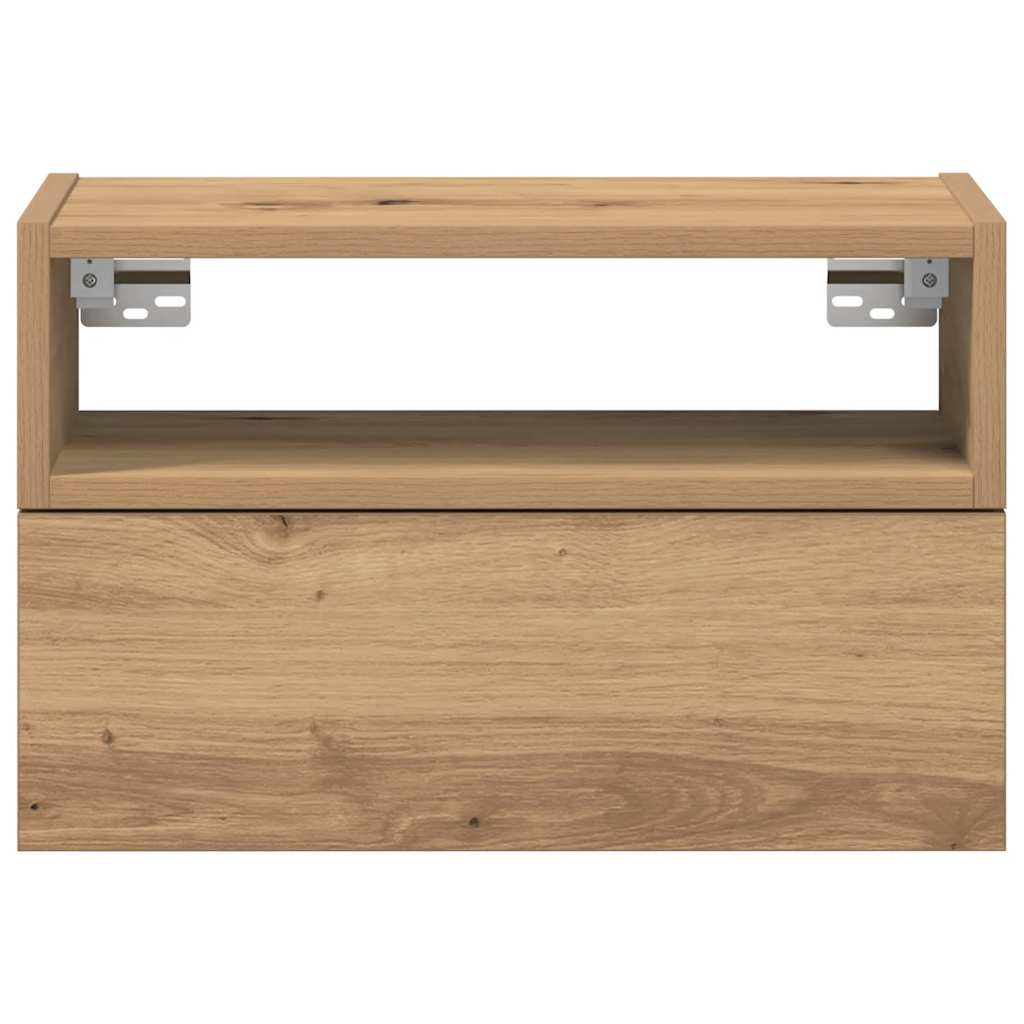 Mesas de cabeceira parede 2pcs 45x26x28,5 cm carvalho artisiano