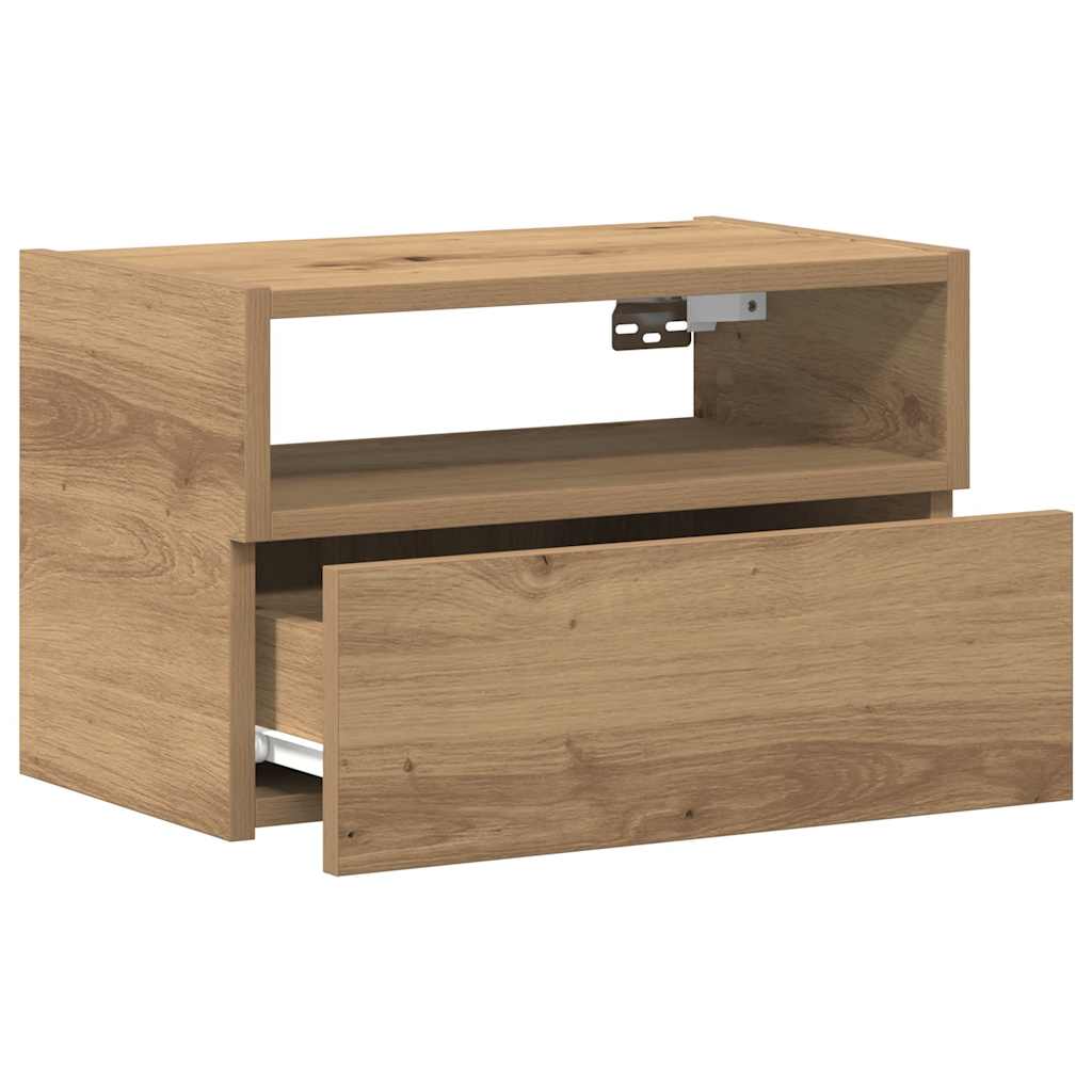 Mesas de cabeceira parede 2pcs 45x26x28,5 cm carvalho artisiano